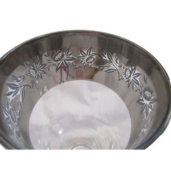 Vintage Silver Etch Thistle Floral Rim Mid Mod Zombie Glasses Wear GUC A Pair - Picture 12 of 16